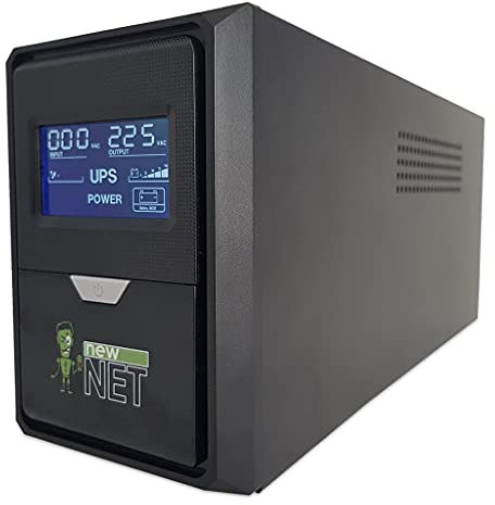 NewNet ups/Estabilizador de Voltaje Corriente/Sistema de Alimentación Ininterrumpida para Consola Ordenador Gaming PS5 PS4 Xbox Toma Shuko 2 Salidas con Pantalla [ 350W - 500VA ]