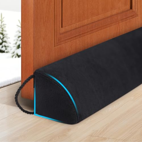 HomeProtect Zugluftstopper unter der Tür 91,4 cm Dreieck unter der Tür Kaltluftstopper Schwarz Wind/Brise Lärmschutz Türfeger Verbessertes Dreieck Design Mehr passend für 0 bis 5,1 cm Türlücken