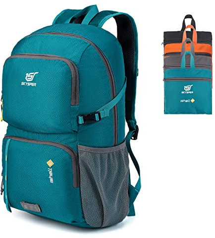 SKYSPER Foldable Backpack 30L Lightweight Travel Rucksack Hiking Daypack with Wet Pocket Carry-on Backpack for Men Women