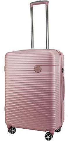 METZELDER Classic R2.0 Valise Rigide Extensible Serrure TSA Tendance Chic Garantie 1 an (Rose Or, M Moyenne Soute 69/86L - 67x43x28 4kg)