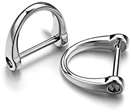 3 pairs D shape key ring with Screw Shackle for Car Key Leather Craft Purse Keychain Ring Horseshoe shape 3 colors Black Silver Gold, Black, Silver, Gold