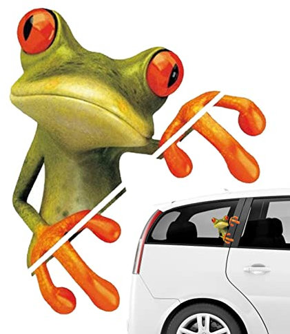 Autocollant amusant pour voiture - Étanche - 3D - Avec grenouille relaxante - Pour voiture - Décoration pour rétroviseur voiture Cypreason