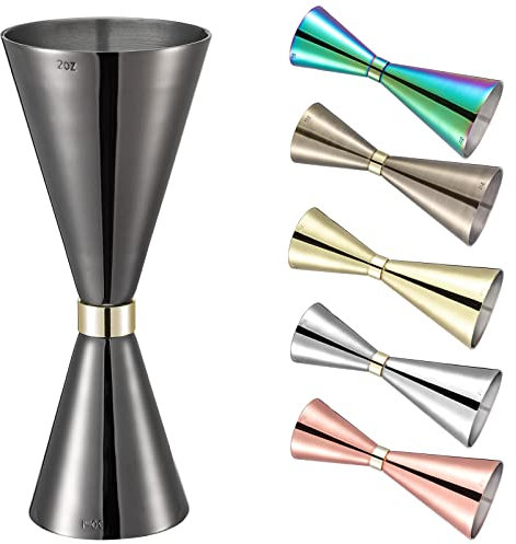 Jigger 2 oz 1 oz (60 ml/30 ml), Jigger japonés acabado con medidas en el interior, taza medidora de cóctel para barman