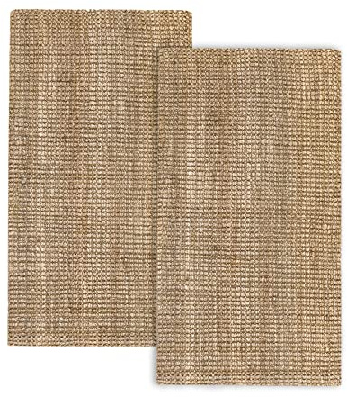 HAMID - Paccheto 2 Tappeto in Juta Kerala, 100% Fibra di Iuta Naturale, Morbido e ad Alta Resistenza, Tessuto a Mano, Soggiorno, Camera da Letto, Tappeto Corridoio (150x80cm) 2 Pezzi