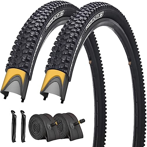 2 Stück Anti-Puncture 61 x 5 cm Fahrradreifen mit 2 Hebeln und mit oder ohne 2 Schläuchen (24 x 1,95-2 Reifen, 2 Schläuche, 2 Hebel)