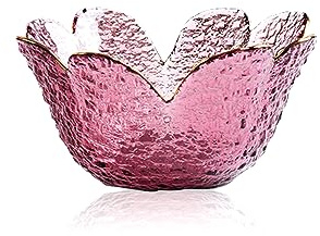 Soulnioi Bol à sauce en verre en forme de fleur en cristal, incrustation dorée, mini bols à dessert pour maison, mariage, fête, 11,5 cm de diamètre – Violet