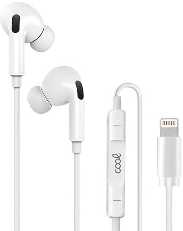 Cool Auriculares Blancos Stereo con Micro para iPhone - Goma IN-Ear (Lightning Bluetooth)