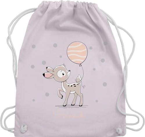 Turnbeutel Rucksack - Tiere - Süßes Reh Rehkitz - Unisize - Pastell Rosa - beutel kindergarten personalisierter stoffbeutel kinder personalisierte geschenke name sportbeutel ersatzsachen