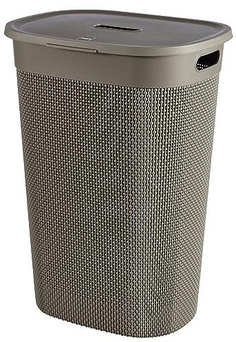 Keter Curver Filo - Cesta para la colada de baño, capuchino, capacidad de 55 litros, 70% reciclado, 45 x 35 x 61 cm