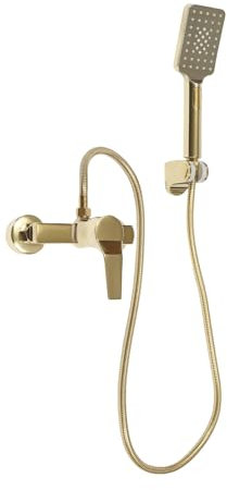 Sistema de ducha de lluvia, juego de ducha de mano de 2 funciones, grifo de baño dorado, con manguera de ducha de 1,5 m, alcachofa superior para bañera, grifo de baño con una sola mano