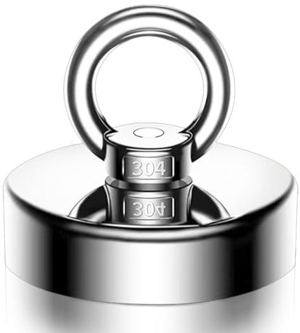 Round Fishing Magnets, 0-19kg Pulling Forces Strong Permanent Rare Earth Magnets, Powerful Round Neodymium Magnetic Hooks with Eyebolt for Kitchen Bedroom Magnetic Fishing Hoisting and Hang Items