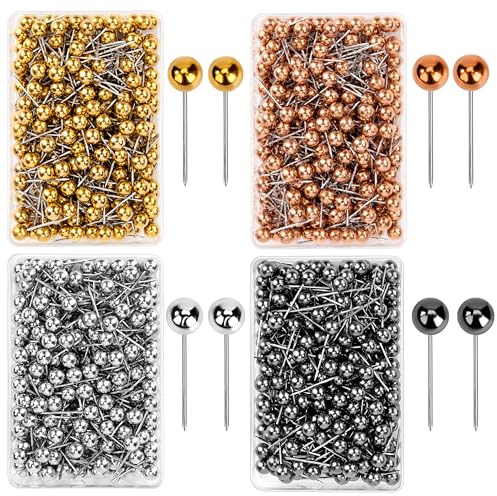 Punaises à Tête Ronde 1000 Pièces, Tacks Push Pins Épingles à Coudre avec Boîte Rangement pour Monde Panneau Liège Marquage Tissu Fabrication Bijoux