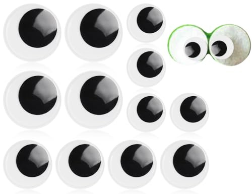 Lhbwhiz 12 Stück Wackelaugen Selbstklebend,Runde Wiggle Googly Groß Augen,Kunststoff PuppeAugen,Kulleraugen Aufkleber,Für Scrapbooking Kunsthandwerk Zubehör(3cm,4cm,5cm)