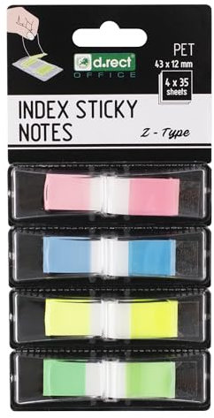D.RECT 24 Verpackungen Haftstreifen Pagemarker Index Haftmarker Film Textstreifen PET-Folie 12x43mm 4x35 Stück