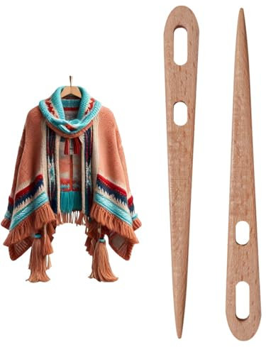 Ferri da maglia in legno, aghi con cruna grande per filati,Ago per tessitura a due occhi grandi 2 pezzi - Ago per arazzi in legno, per lavoro a maglia e uncinetto per cucire