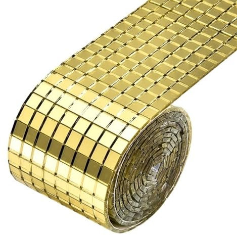 Mosaikfliesen Selbstklebende Spiegel-Mosaik-Glas-Mini-Quadrat-Mosaikfliesen for Badezimmer, DIY-Handwerk, Hintergrund, Wandaufkleber, Heimdekoration Glasfliesen(Color:Gold)