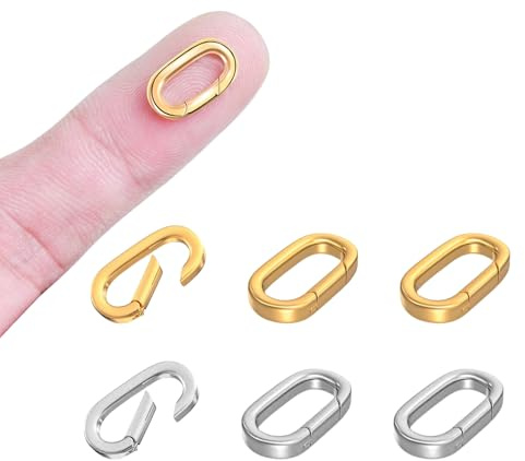 NATOSU 6 Stück 18 Karat Gold gefüllter ovaler Karabinerverschluss, Halskettenverschlüsse und -verschlüsse, Federringverschluss, Verbinder zum Finden von Schmuck, Halsketten und Armbändern