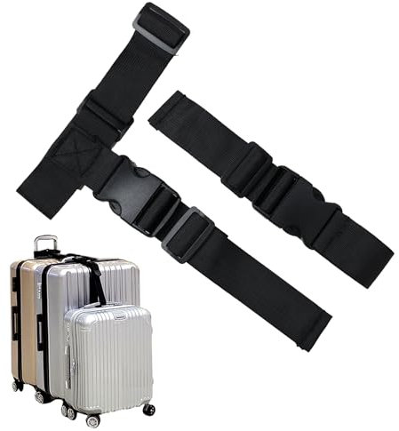 2 Pack Luggage Connector Straps for Suitcases 1.5W Adjustable T-Type Add A Bag Luggage Straps Heavy Duty Suitcase Bag Attach Clip Link for 3 Suitcase Belts Tie Together Travel Baggage Attachment Acce