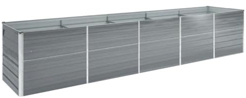 Tino Tech Jardinière surélevée de jardin 400 x 80 x 77 cm en acier galvanisé - Jardinière pour l'extérieur - Parterre de plantes - Parterre d'herbes - Parterre de plantes - En métal - Gris