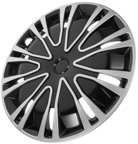 JECOMPRIS 15 Zoll Radkappen Radabdeckung Schwarz & Silber Universal Felgenabdeckung Radabdeckungen Außenzubehör Für Die Meisten Autos
