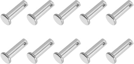 PATIKIL 6 x 20 Mm Single Hole Clevis Pins, 10 Pcs 304 Stainless Steel Flat Head Pin for Hitch Pin Lock Link Hinge Systems, Silver