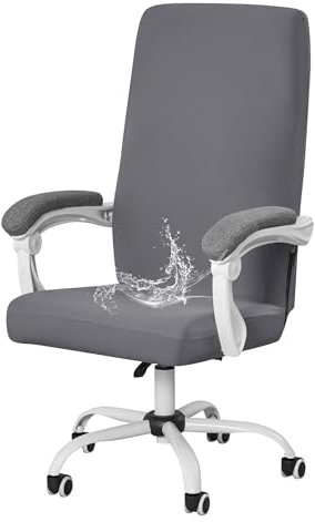JHLD Universal Bürostuhl Bezug Wasserdicht, Stretch Bezug Für Bürostuhl 1 Stück Drehstuhl Bezug Anti-rutsch Stuhlhussen-dunkelgrau-Large
