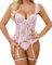 EVELIFE Women's Lingerie Set Sexy Lace Bodysuit with Garter Belt Underwear with Panty Teddy Babydolls No Stockings(Pink,S)