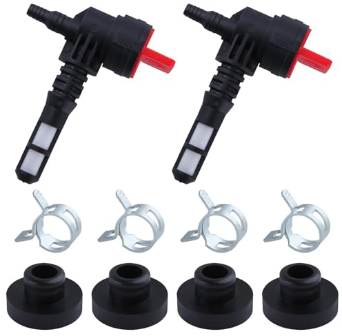 LEONTOOL Lot de 2 valves d'arrêt de carburant, valve d'arrêt de gaz à 90 degrés avec pince à œillets pour réservoir de gaz Briggs & Stratton, générateur, nettoyeur haute pression, tondeuses