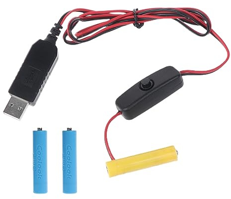 CHIZISX Battery Eliminators,3 AAA-Dummy-Batterie-Adapter, USB-Netzteil, Schalterkabel, ersetzt 3 AAA-Batterien für Radio, Spielzeug, Kinder, Tastatu