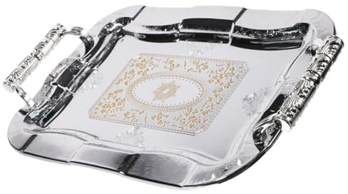 PRETYZOOM Plato de Fruta de Acero Inoxidable de Estilo Europeo Bandeja de Metal para Servir Frutos Secos para El Hogar Y La Oficina