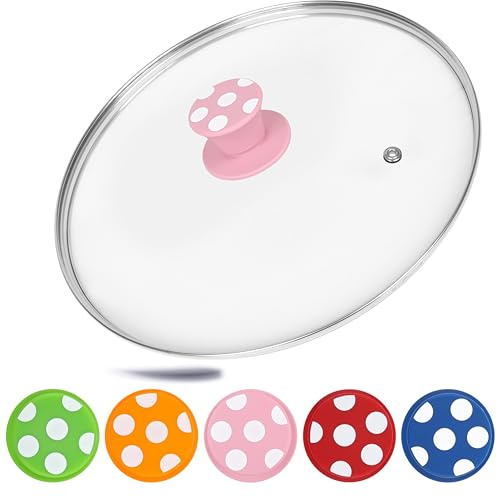 BEROSSI - Sicherer Glasdeckel mit rutschfestem Silikongriff – Retrodesign, hitzebeständig bis 450°F, für Töpfe und Pfannen in allen Größen (28cm) – hochwertiger Pfannendeckel und Topfdeckel
