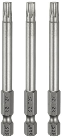 sourcing map 3pcs T27 Torx Testa Cacciavite Bit 1/4 Hex Shank 3 (75mm) Lungo Magnetico No Hole Tip Tamper Proof 6 Point Star Screw Driver Drill Bit S2 Acciaio Industriale Potenza Cacciaviti