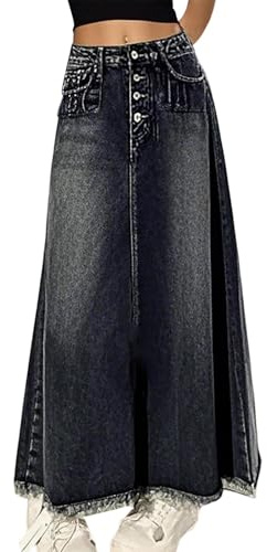 Generisch Women's Vintage Denim Skirt Long Streetware Jeans Maxi Skirt Spring Summer Denim Skirts Slim Fit Women Comfortable High Waist Casual Thin Women's Skirt Trendy Stretchy Casual Skirt, blue, XL