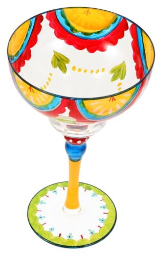 VICASKY Handbemaltes Margarita Glas Aus Hochwertigem Glas Dekoratives Cocktailglas Mit Fruchtigem Design Für Bar Festlichkeiten Und Deko Am Wohnzimmertisch