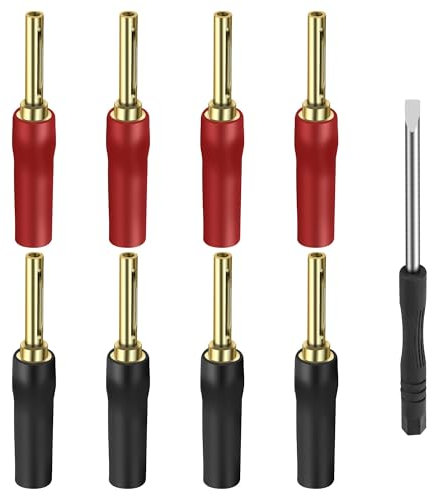 XMSJSIY Conectores tipo banana de 4 mm para altavoz, conectores tipo banana de alta fidelidad, chapados en oro, para cable de altavoz, sistema de sonido receptor de audio/video de cine en casa, 4