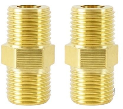 2 connettori per tubo del gas, doppio nipplo, attacco rapido a gas, in ottone, disponibile in diverse misure