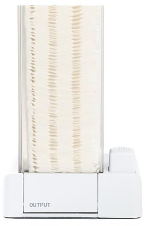 1. Distributeur de coton automatique mural avec autocollants adhésifs, boîte de rangement pour produits cosmétiques économiseur d'espace, comprend 50 tampons tactiles, organisateur de cosmétiques