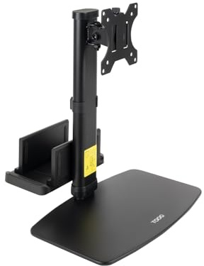 TOOQ DB1128TN-B - Soporte de Mesa para Pantallas 17”-27” con Soporte Integrado para CPU Ligera, Negro