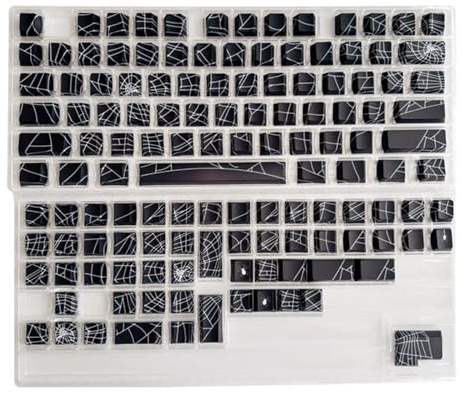 130pc/set Keycaps With Side Printed Spiders Web Design For 61 64 68 82 84 96 98 100 104 Mechanical Keyboards PBT Keycap Set