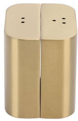 Ausla Juego de Salero y Pimentero de Acero Inoxidable, 2 Piezas de Draga de Condimento Rectangular Dorada para Cocina, RV Camp BBQ, Azucarero de Acero Inoxidable 304 con Sellado Efectivo