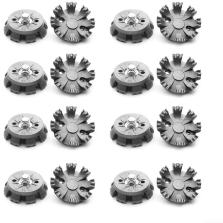 Lot de 16 crampons en caoutchouc pour chaussures de golf avec vis métalliques et 8 points offrant une meilleure traction et un soutien sur les terrains de golf (gris)