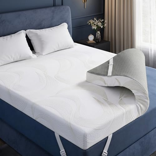 Klyvvo Surmatelas 140x190 memoire de Forme Gel, 10 cm Épaisseur, Moelleux & Respirant, Housse Amovible Lavable, 100 Jours Test Sommeil, sur Matelas 2 Personnes, pour Camping-Car, Boxspring