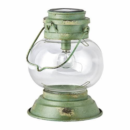 Loberon Solar-Laterne Nivalea - Charmanter Nostalgie-Look - mit Antik-Finish - Wetterfest - Gartenbeleuchtung - Dekoration - Eisen - Glas, antikgrün