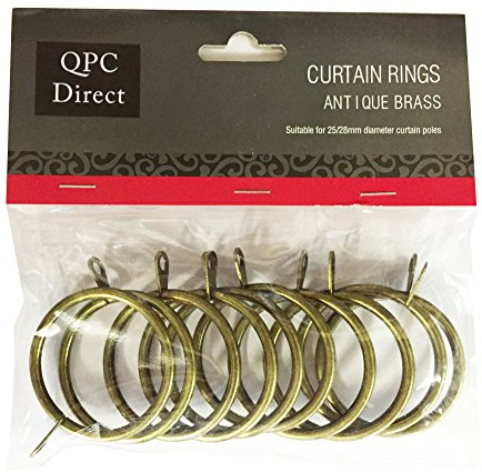 QPC Direct 42mm Diameter Large Heavy Duty Metal Curtain Rings, 10 PACK (Antique Brass)
