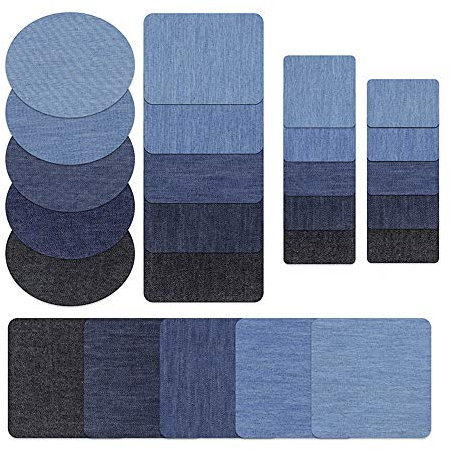 Aufnäher zum Aufbügeln, Jeansblau, mehrfarbig, Wildleder, zum Aufbügeln, für Jeans, Jacken und Taschen, Schals, handgefertigt, Denimblau