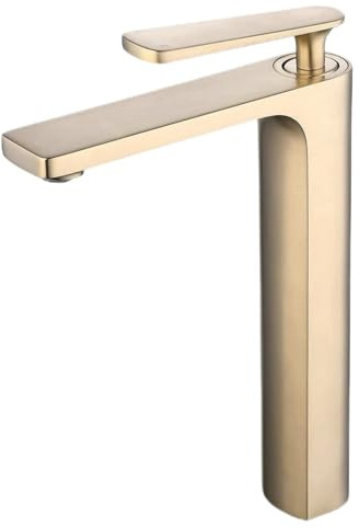 SHUNLI Wasserhahn Bad Gold Waschtischarmatur - Hoch Mischbatterie Waschbecken Armaturen Wasserhähne Bad - Kaltwasserhahn WC Einhebelmischer Armatur Badezimmer