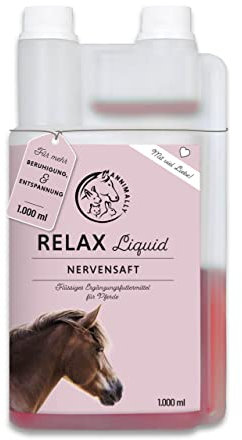 Annimally Relax Liquid für Pferde 1000ml Nervensaft zur Beruhigung beim Pferd mit Baldrian, Hopfen, Tryptophan, B12, Magnesium & Calcium flüssig - Gegen Angst, Stress & für Transport
