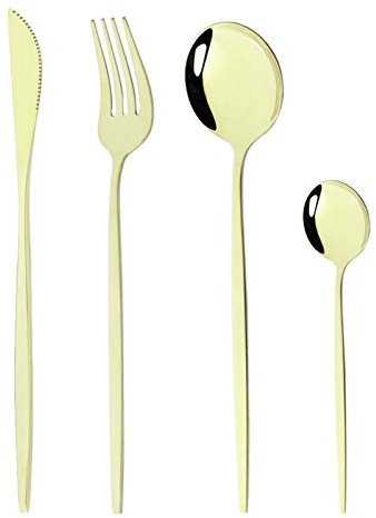 Geschirr Set 24 stücke Blaugold Gabel Löffel Messer Besteck Edelstahl Western Silberwaren Für küche Geschirr Set essgeschirr (Color : Champagne)