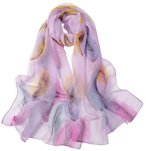 FAIRYGATE Georgette Chiffon Schal Damen Lange Schals Blume Muster Soft Wrap Simulation Seidenschal für Frühling Sommer Herbst Winter