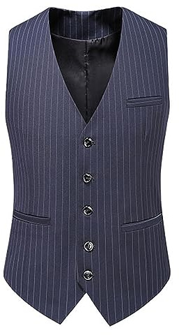 Ulnomio Uomo Gilet da abito monopetto a righe per lo shopping business